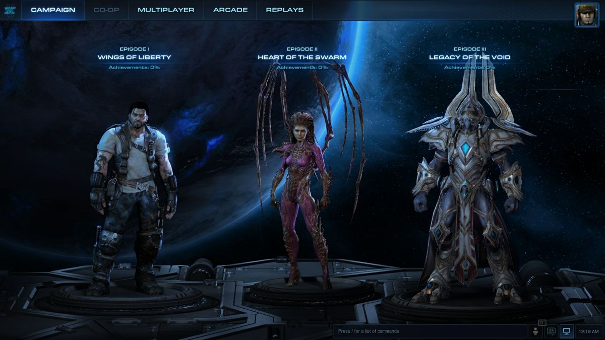 StarCraft II: Legacy of the Void (Windows) screenshot: And a cool campaign selection screen to match.