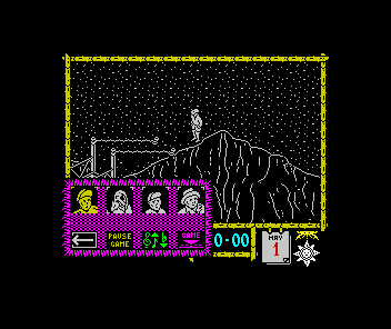Where Time Stood Still (ZX Spectrum) screenshot: The pilot is dead, so I'll have to switch character