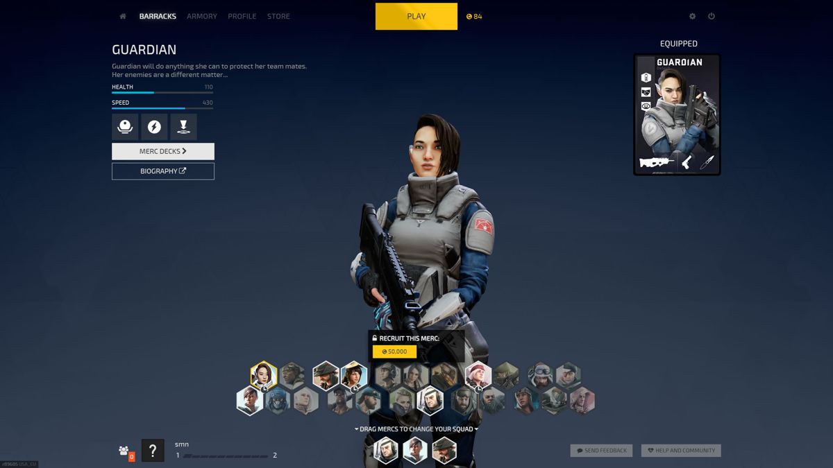 Dirty Bomb (Windows) screenshot: Here new characters can be recruited.