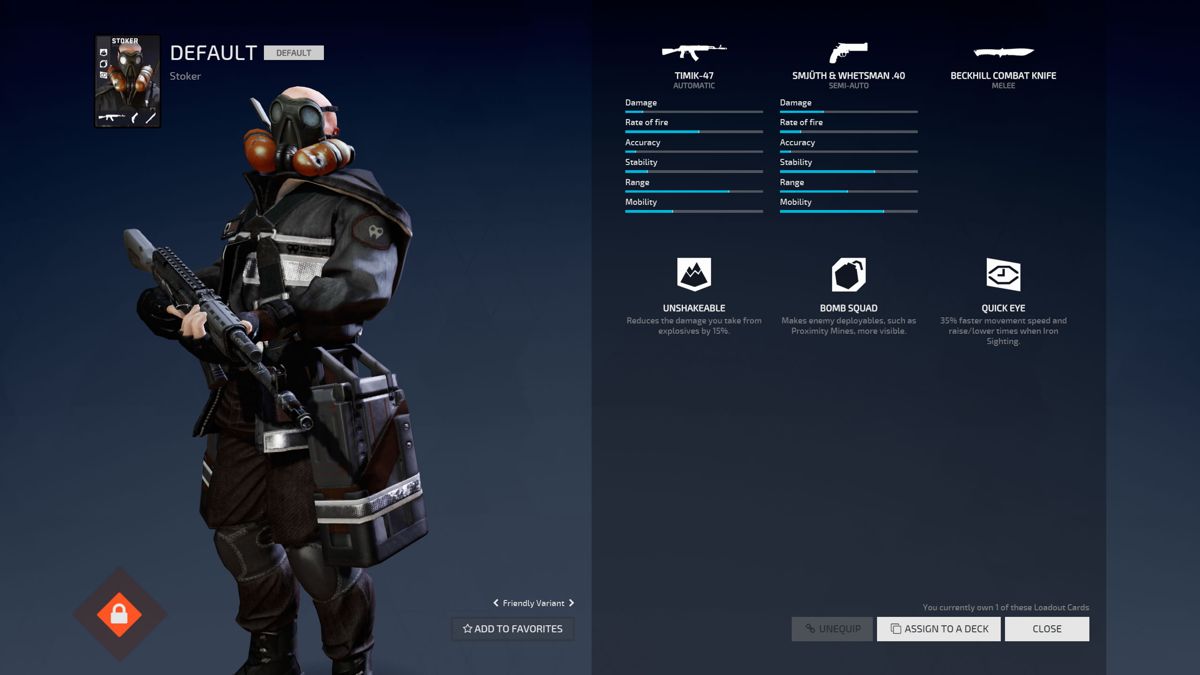 Dirty Bomb (Windows) screenshot: Detailed overview of a character