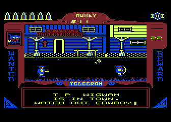 Gunfighter (Atari 8-bit) screenshot: Easy shot in back