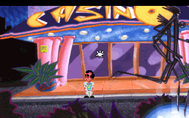 Leisure Suit Larry 1: In the Land of the Lounge Lizards (DOS) screenshot: Outside of the casino