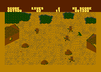Who Dares Wins II (Atari 8-bit) screenshot: Grass passage