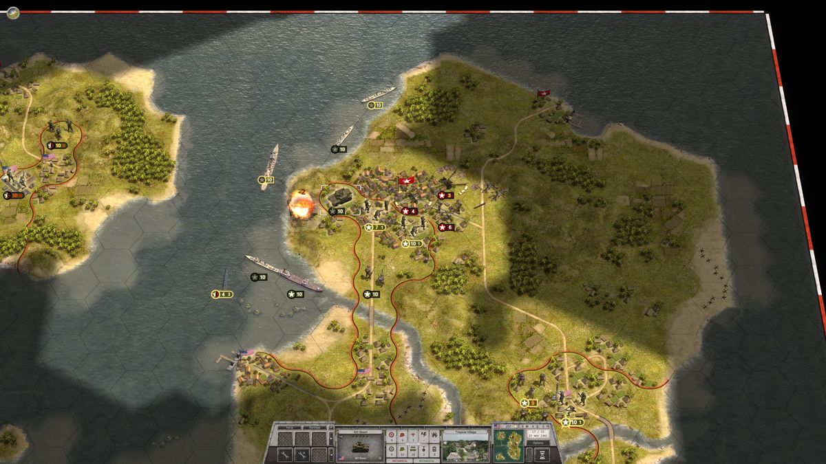 Order of Battle: World War II (Windows) screenshot: M3 Stuart is finishing off the enemy bunker