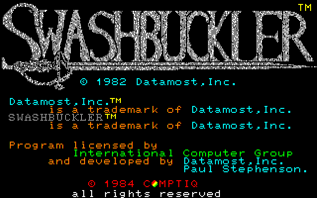 Swashbuckler (PC-88) screenshot: Title screen #2