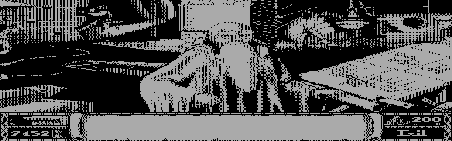 Storm Master (DOS) screenshot: Leonardo "look-a-like" Screen (Hercules mode)