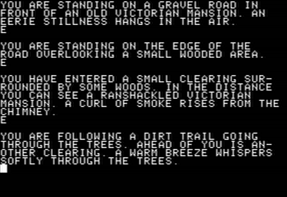 Crystal Caverns (Apple II) screenshot: Walking through a Clearing