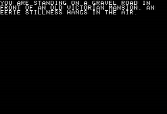 Crystal Caverns (Apple II) screenshot: Starting in front a Mansion