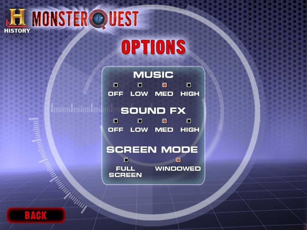 MonsterQuest (Windows) screenshot: The game configuration options