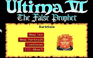 Ultima VI: The False Prophet (DOS) screenshot: Character Creation (EGA mode)