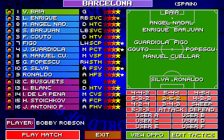 Sensible World of Soccer '96/'97 (DOS) screenshot: The lineup...