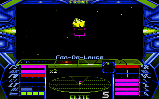Elite (Amiga) screenshot: Fer-De-Lance, as identified by the ID computer