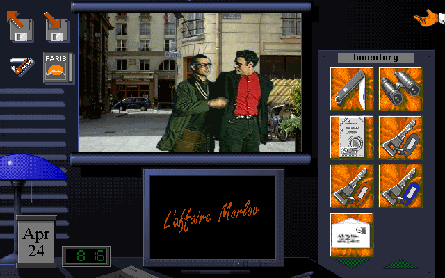 The Morlov Affair (DOS) screenshot: Meeting with secret agent