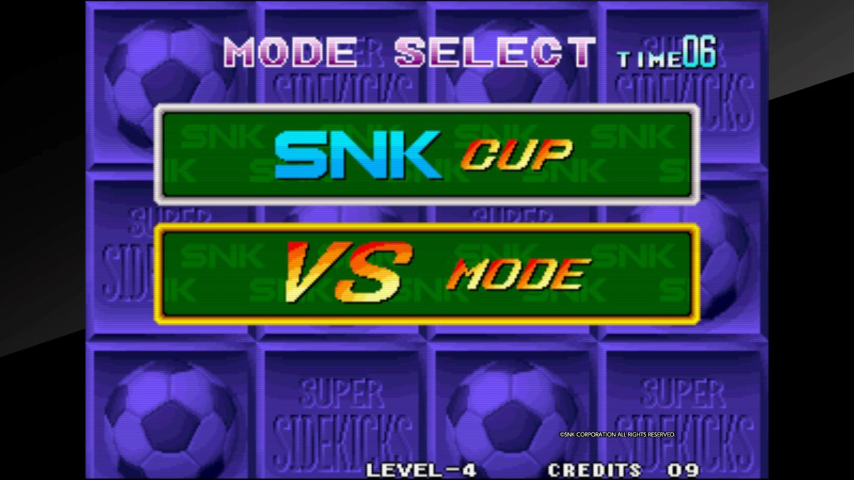 Super Sidekicks (PlayStation 4) screenshot: Super Sidekicks: Mode select screen