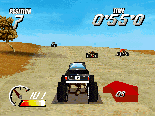 Thunder Truck Rally (DOS) screenshot: In-game, desert scenario
