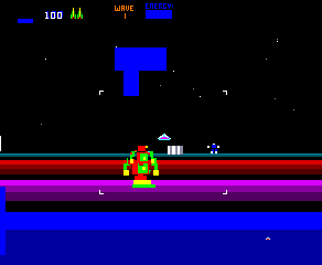 Blaster (Arcade) screenshot: The robots will do anything to stop you!