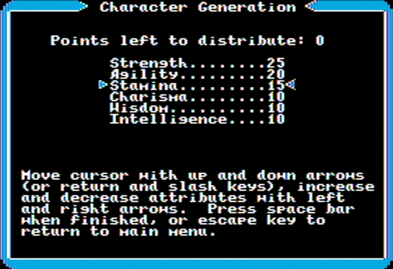Ultima Trilogy: I ♦ II ♦ III (Apple II) screenshot: Ultima I - Character Creation