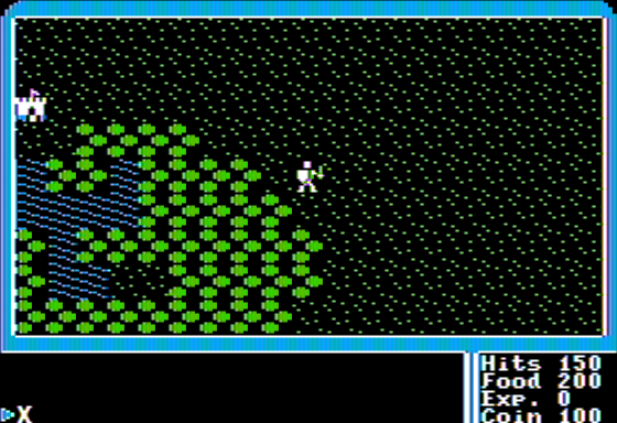Ultima Trilogy: I ♦ II ♦ III (Apple II) screenshot: Ultima I - Wandering the Surface