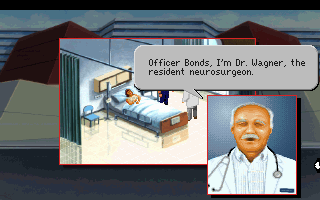 Police Quest 3: The Kindred (DOS) screenshot: The doctor speaks to you at the hospital