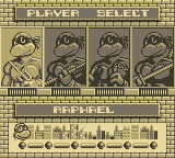 Teenage Mutant Ninja Turtles II: Back from the Sewers (Game Boy) screenshot: Select Your Turtle