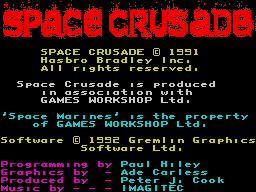 Space Crusade (ZX Spectrum) screenshot: Credits screen