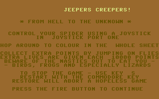 Jeepers Creepers (Commodore 64) screenshot: Title Screen