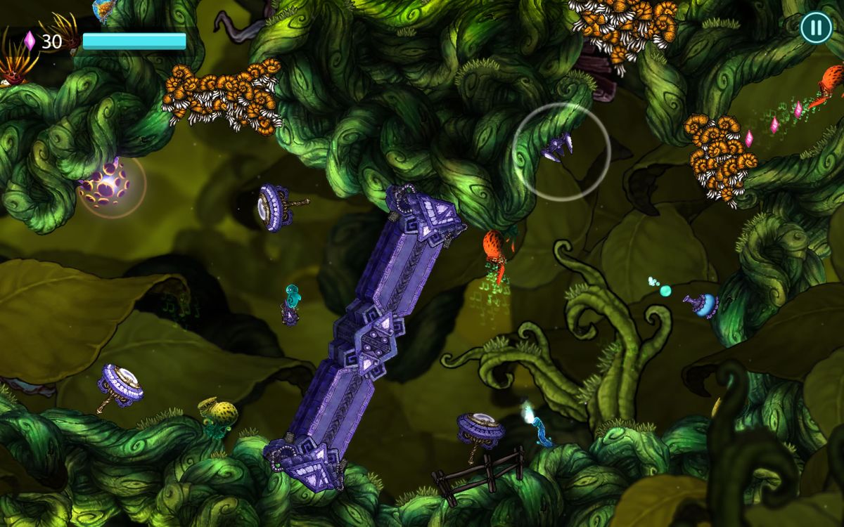 Beatbuddy: Tale of the Guardians (Windows) screenshot: You need to bounce to break through barriers (full version).