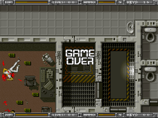 Alien Breed: Tower Assault (DOS) screenshot: Game over
