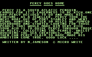 Percy (Commodore 64) screenshot: Title Screen
