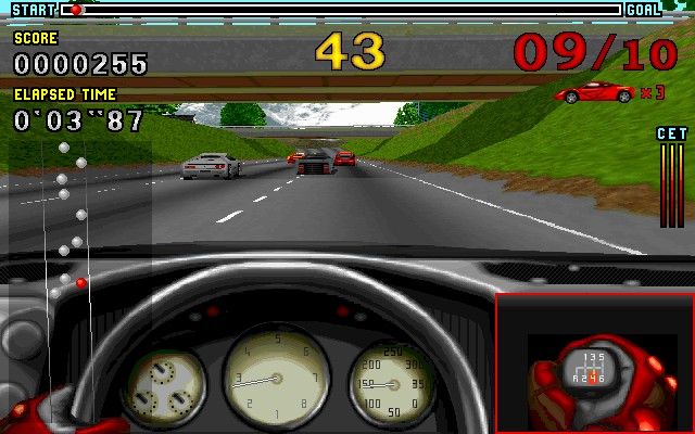 GT Racing 97 (DOS) screenshot: Cockpit camera