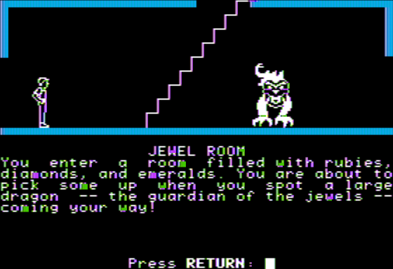 The Dark Tower (Apple II) screenshot: Encounter with a Dragon