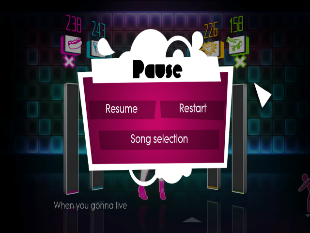 Just Dance (Wii) screenshot: Pause