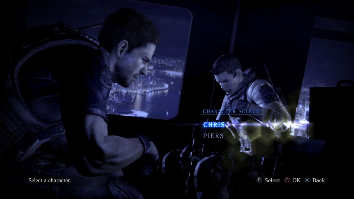 Resident Evil 6 (PlayStation 3) screenshot: Each scenario (except the bonus one) lets you select one of the two playable characters (or both in co-op mode).