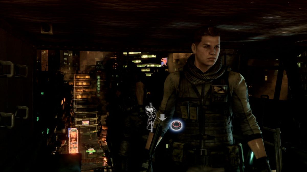 Resident Evil 6 (PlayStation 3) screenshot: Time to rope-way down from the helicopter.