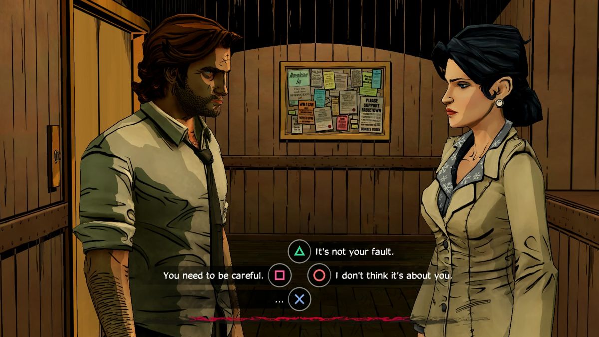 The Wolf Among Us (PlayStation 4) screenshot: Episode 2: The conversation in the hallway