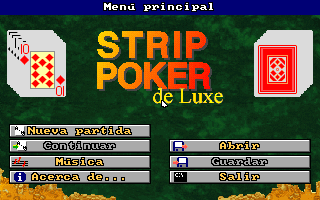 Strip Poker de Luxe (DOS) screenshot: After a short wait the main menu appears