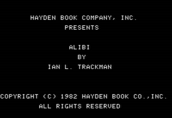Alibi (Apple II) screenshot: Title Screen