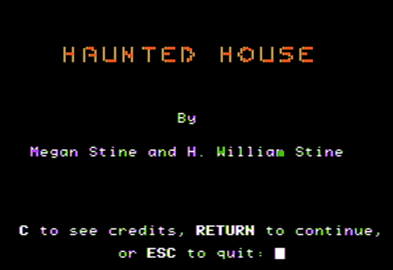 Mystery Double Feature (Apple II) screenshot: Haunted House - Title Screen