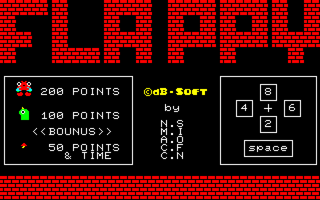 Flappy (FM-7) screenshot: The controls and instructions.