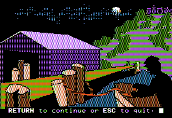 Mystery Double Feature (Apple II) screenshot: Pinecrest Manor - Outside the Manor