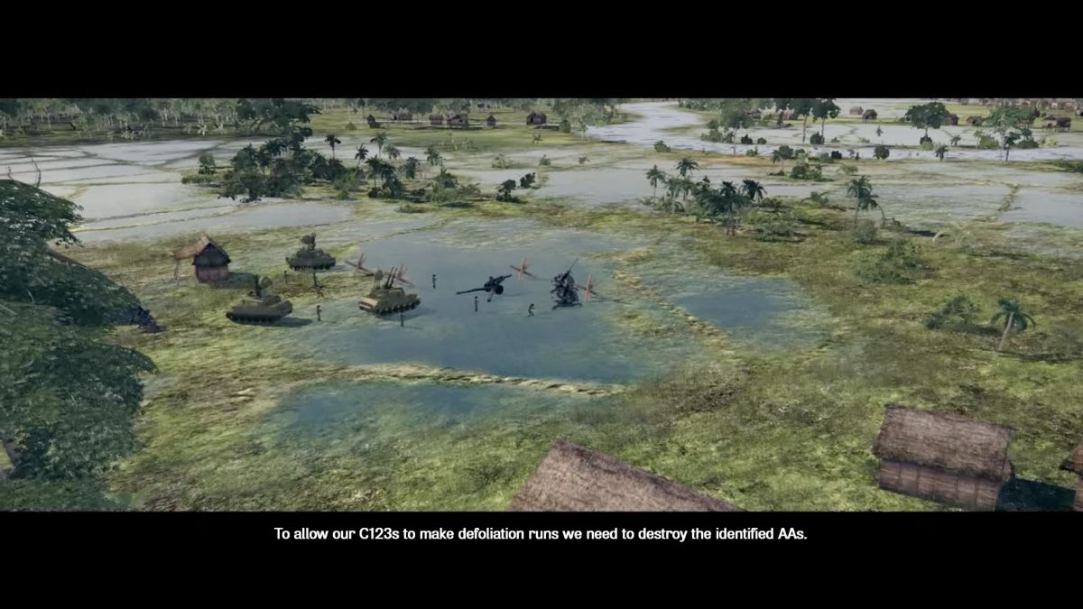 Air Conflicts: Vietnam - Ultimate Edition (PlayStation 4) screenshot: Enemy anti-air vehicles.