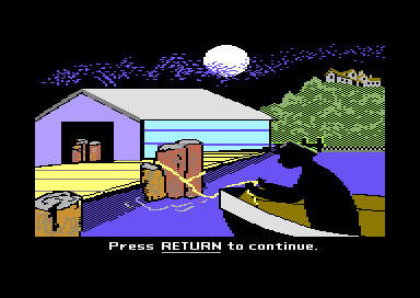 Mystery Double Feature (Commodore 64) screenshot: Pinecrest Manor - Arriving at the Manor