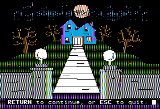 Mystery Double Feature (Apple II) screenshot: Haunted House - Visiting the Manor