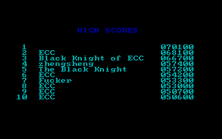 Ghosts 'N Goblins (DOS) screenshot: High scores