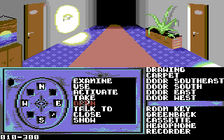 Crime Time (Commodore 64) screenshot: Exploring the motel