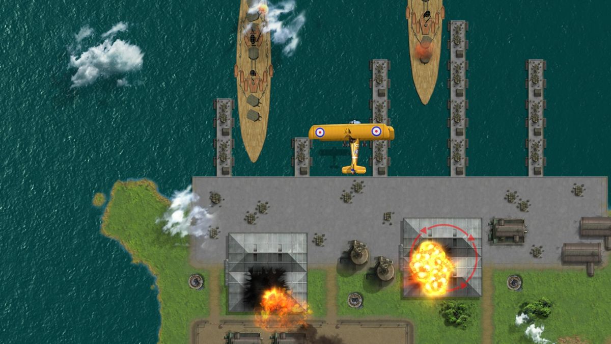 Wings!: Remastered Edition (Windows) screenshot: Bombing the enemy harbour.