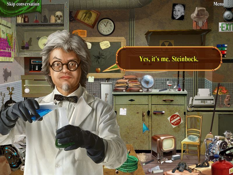 Mysteryville (Macintosh) screenshot: Laboratory - Dr. Steinbock