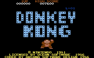 Donkey Kong (Commodore 64) screenshot: Title screen (UK version)