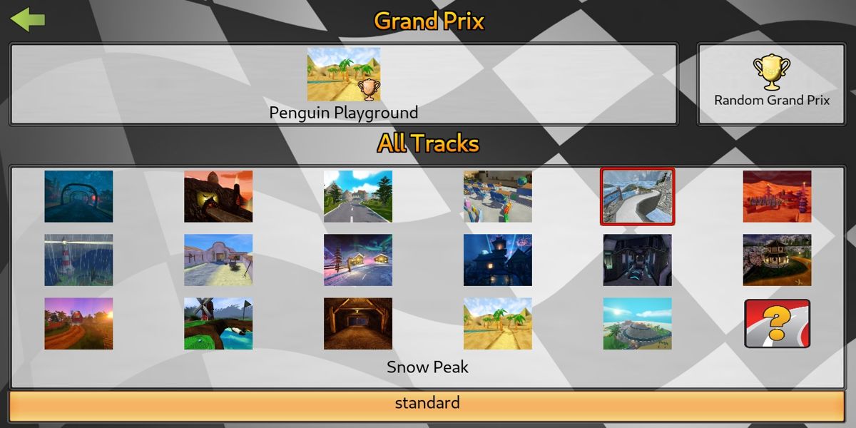 SuperTuxKart (Android) screenshot: Select Grand Prix or just track