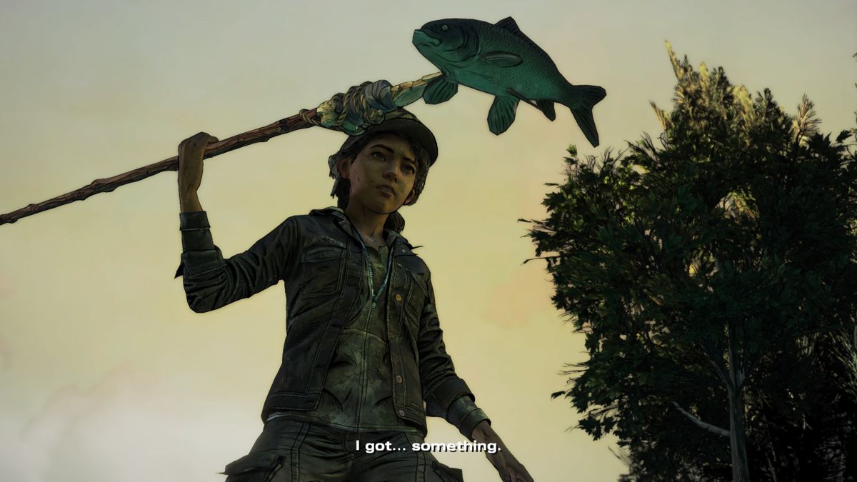The Walking Dead: The Final Season (PlayStation 4) screenshot: Episode 1: Fishing with spears